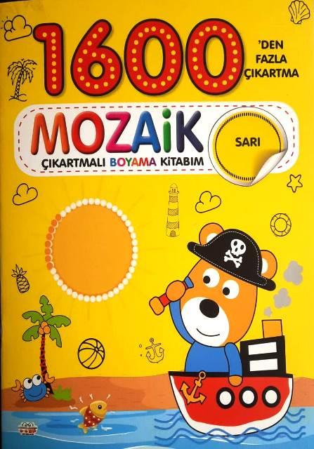 Mozaik Çıkartmalı Boyama Kitabı Sarı 1600'den Fazla Çıkartma