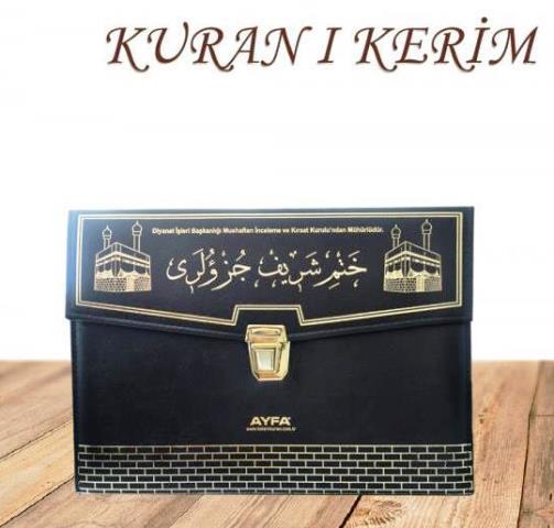 Orta Boy 30 Cüz Kuran'ı Kerim Kabe Desenli (Ciltli) 