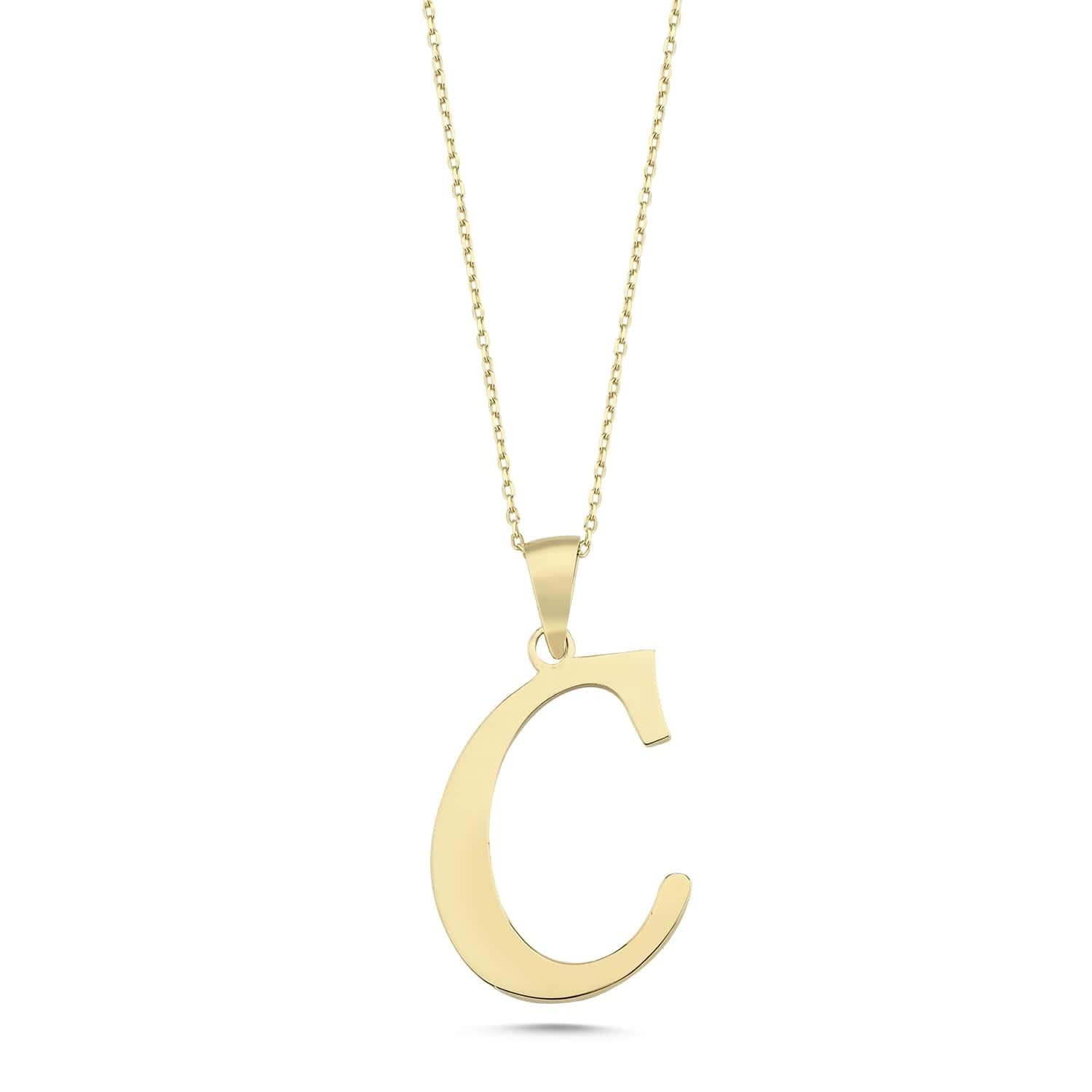 Altın C Harfi Kolye
