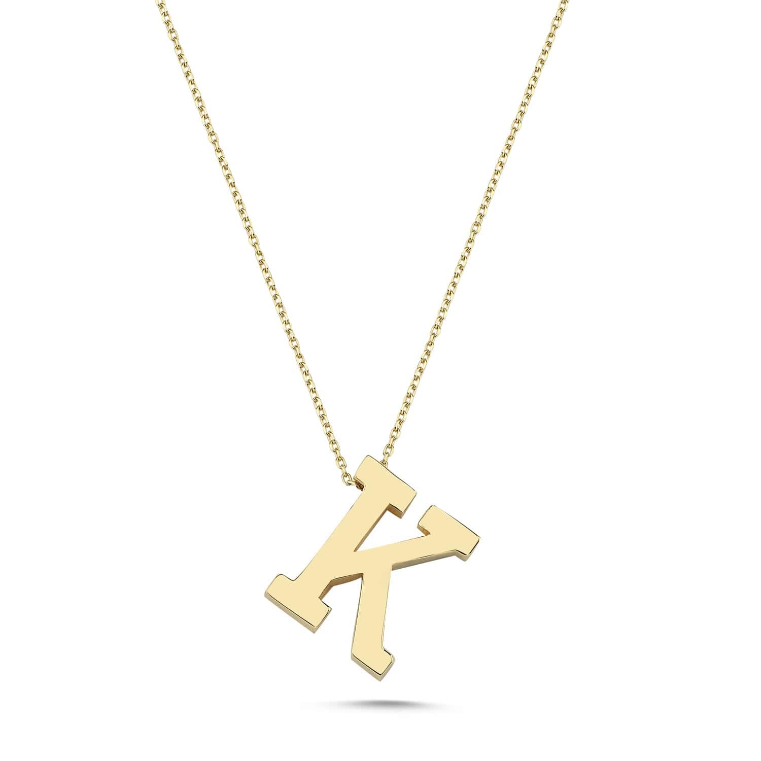 Altın Füzyon K Harfi Kolye