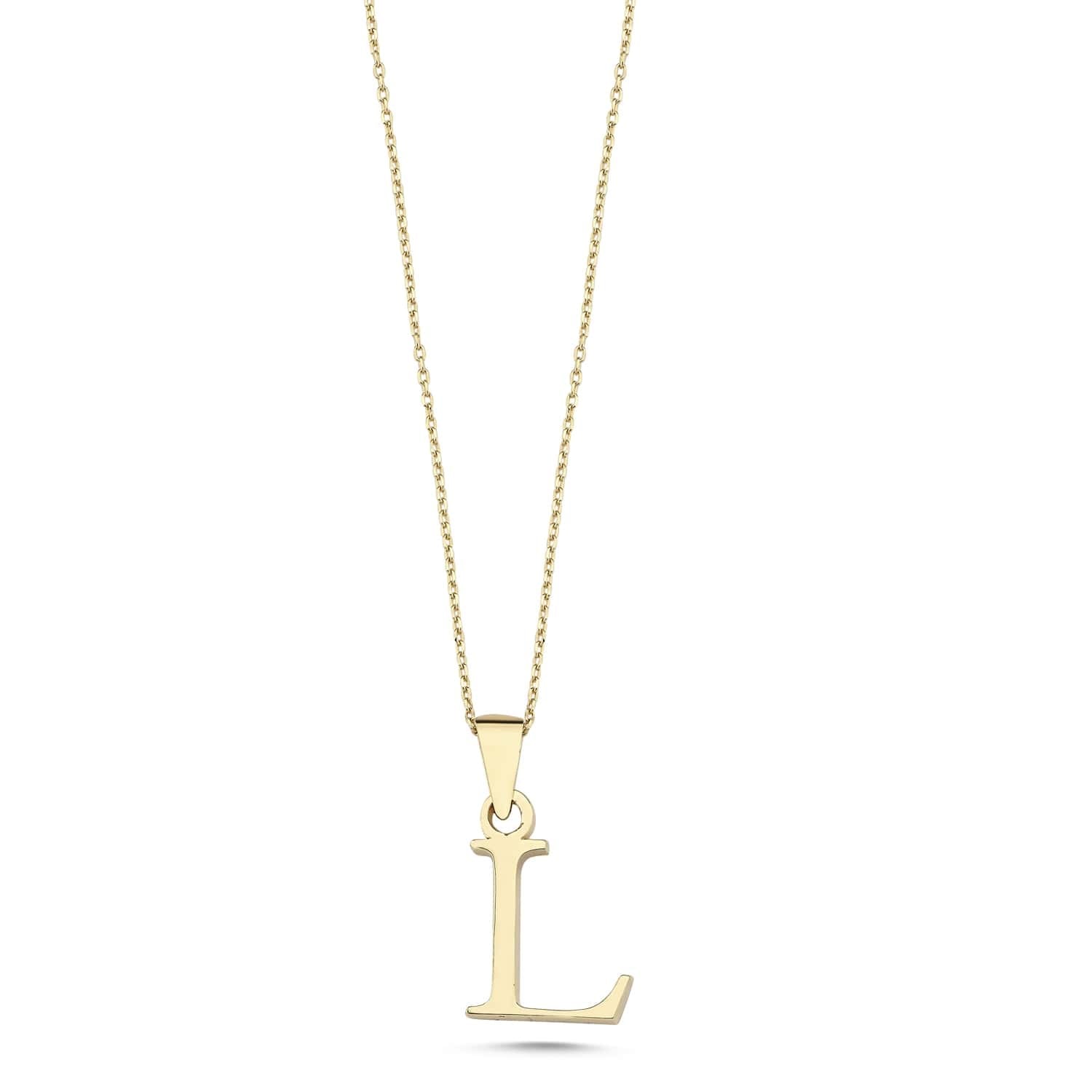 Altın L Harfi Kolye