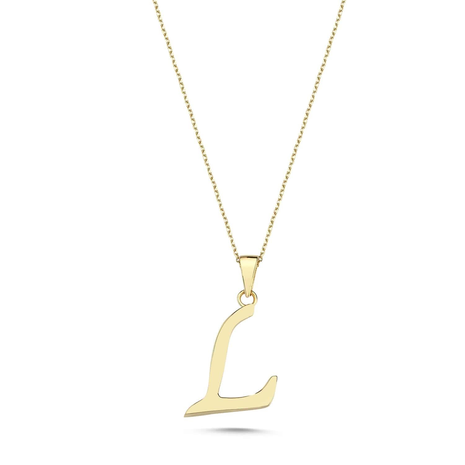 Altın L Harfi Kolye