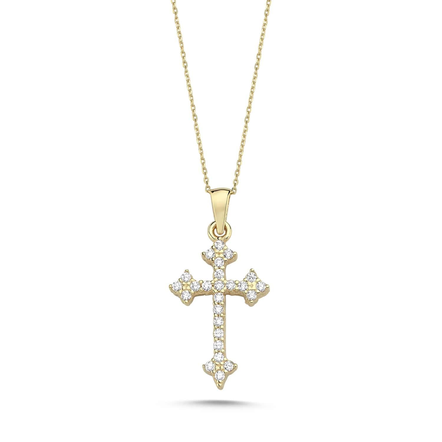 Altın Minimalist Gotik Haç Kolye