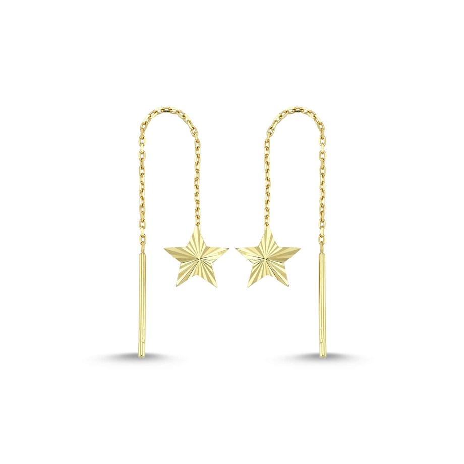Altın Sallantılı Star Küpe
