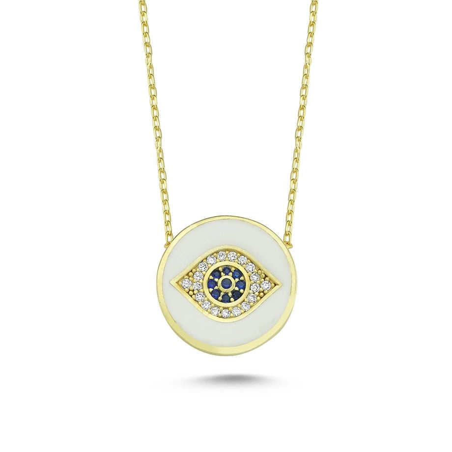 Gümüş Mineli Göz Kolye