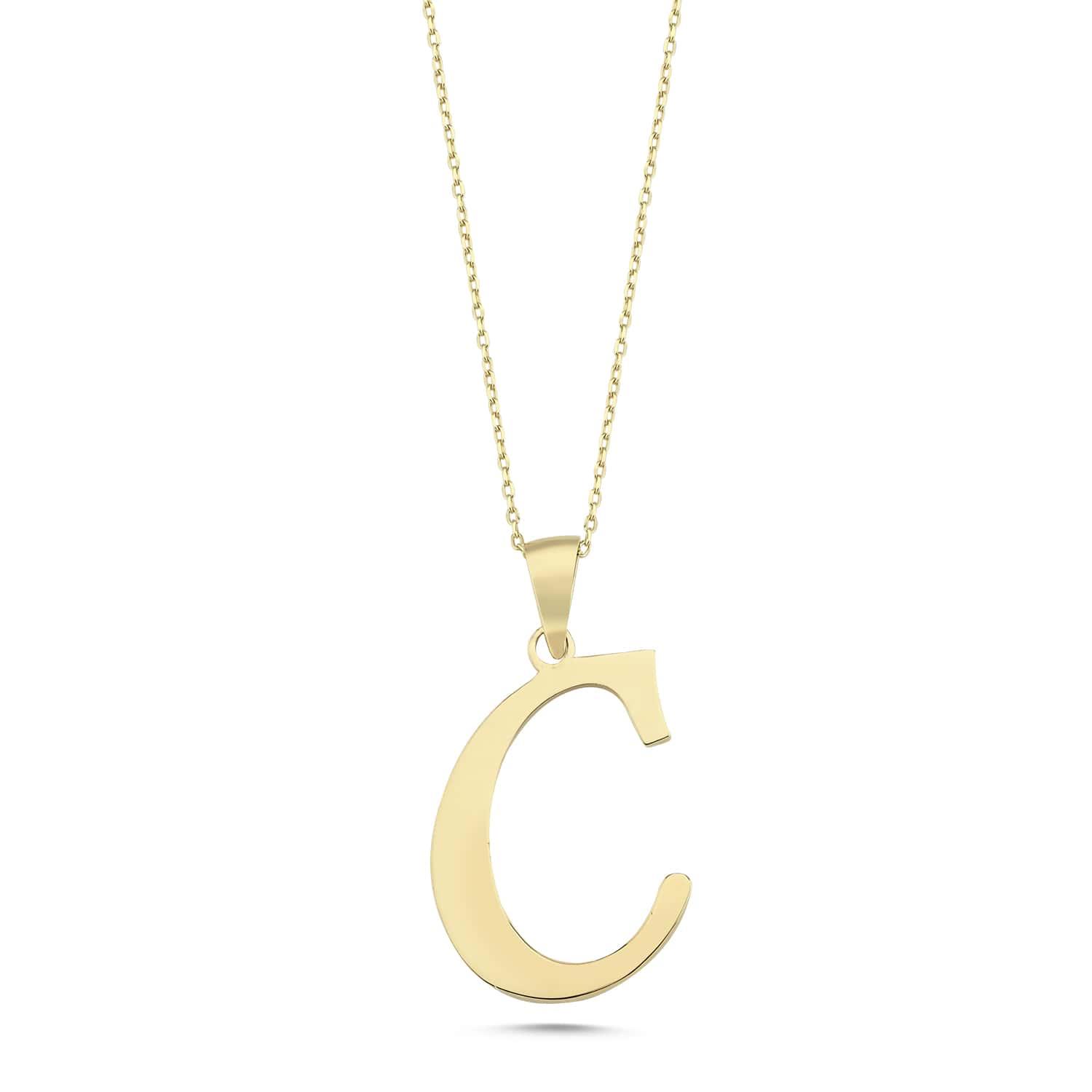 Altın C Harfi Kolye