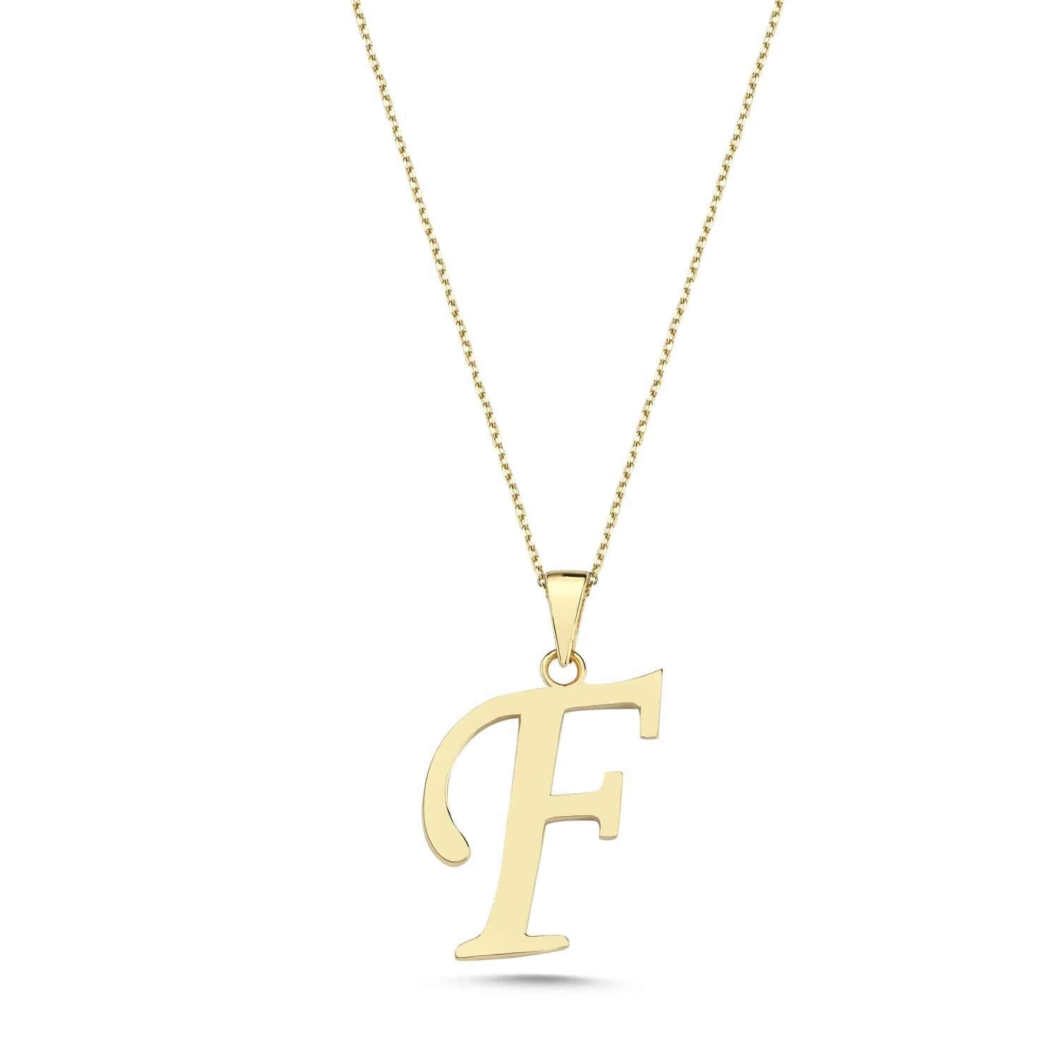 Altın F Harfi Kolye