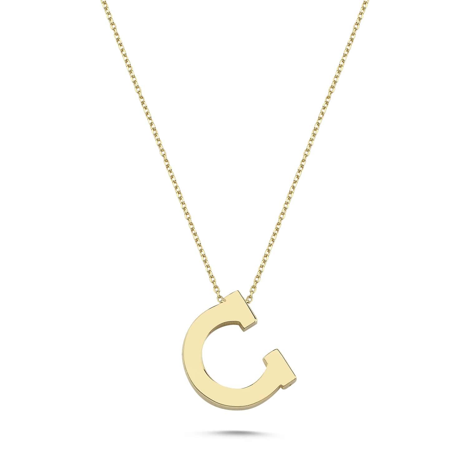 Altın Füzyon C Harfi Kolye