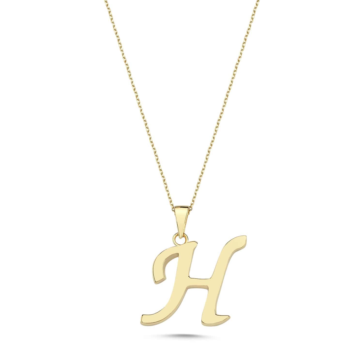Altın H Harfi Kolye