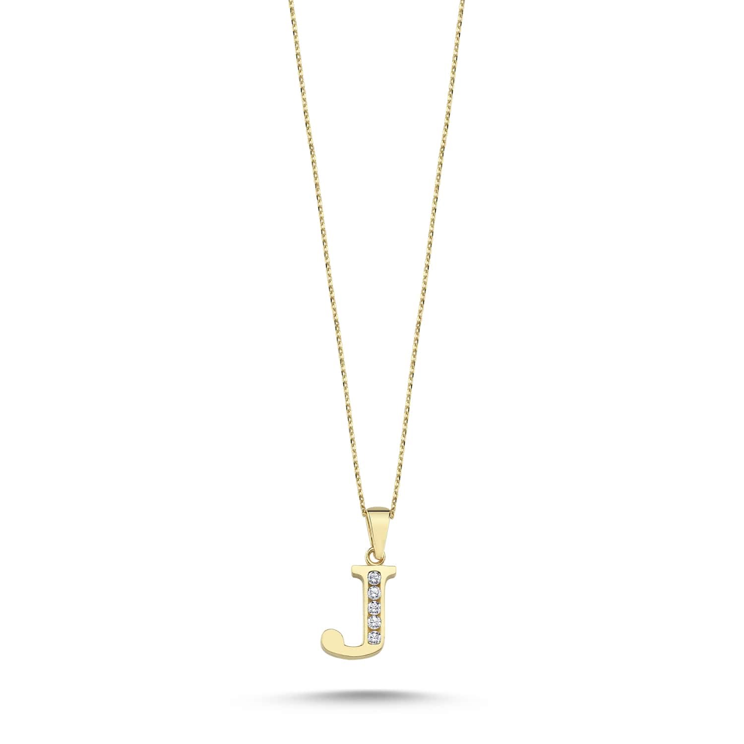 Altın J Harfi Kolye