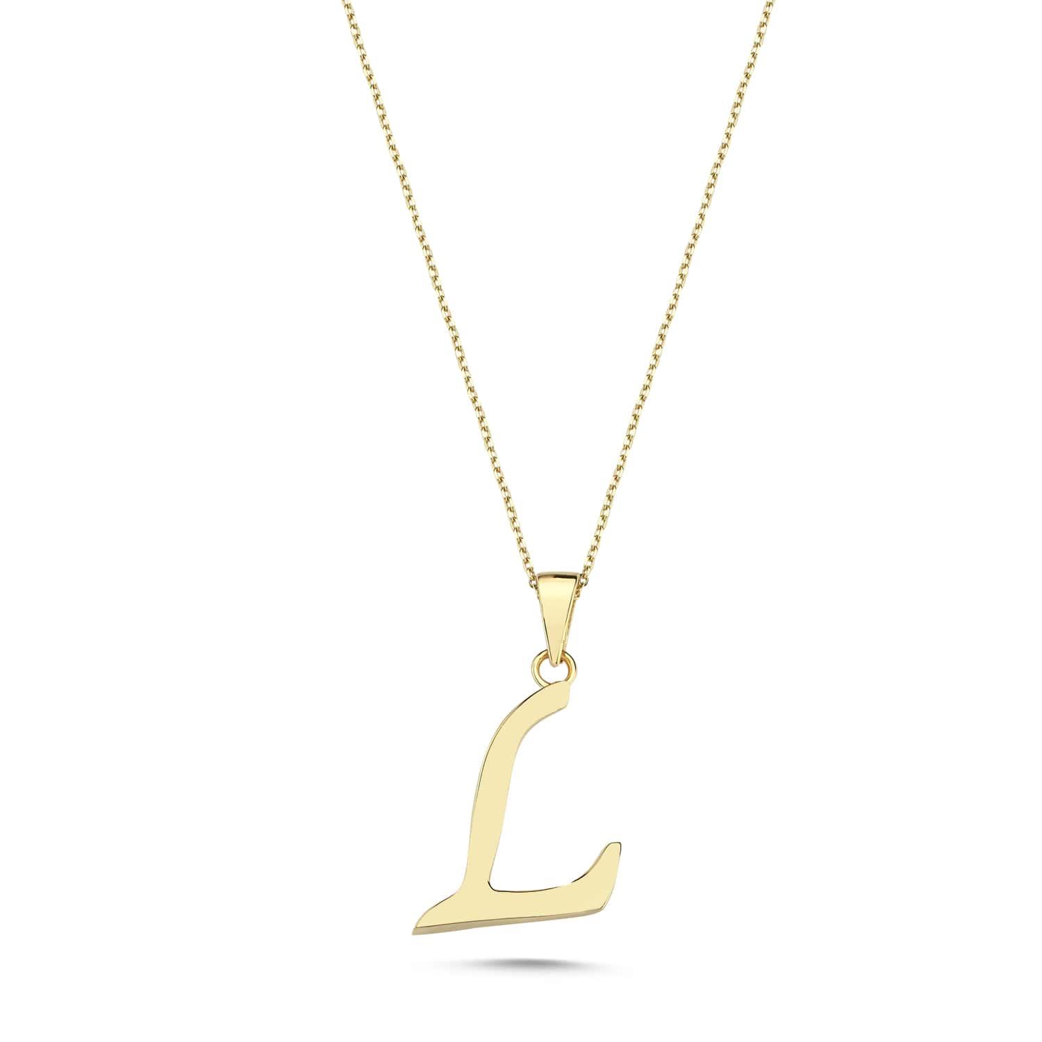 Altın L Harfi Kolye