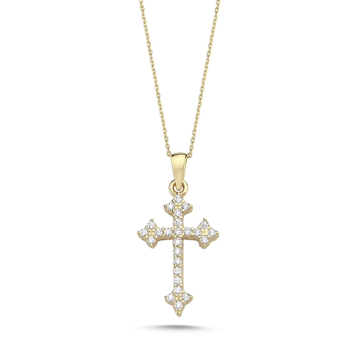 Altın Minimalist Gotik Haç Kolye