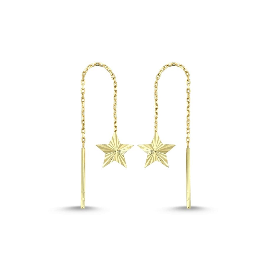 Altın Sallantılı Star Küpe