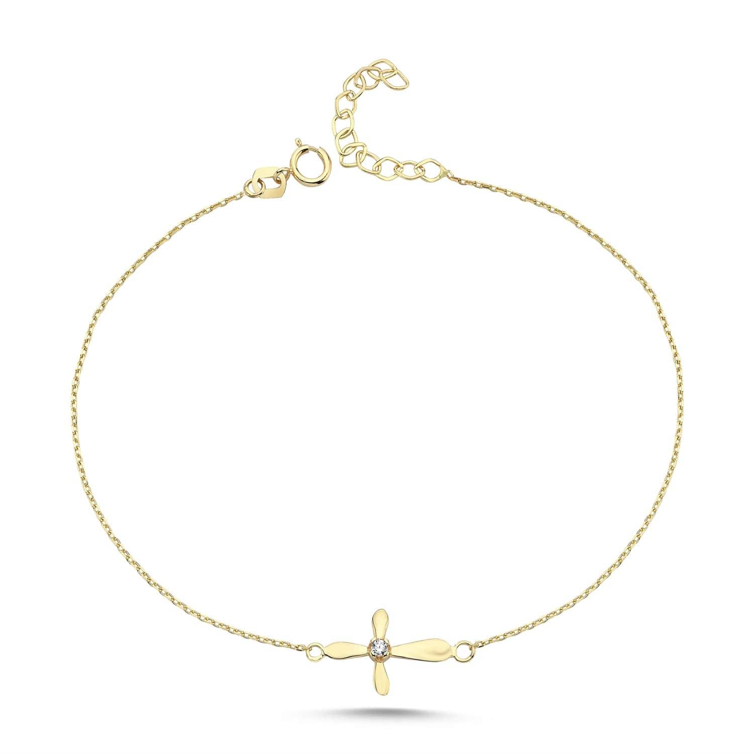 Altın Taşlı Haç Bileklik