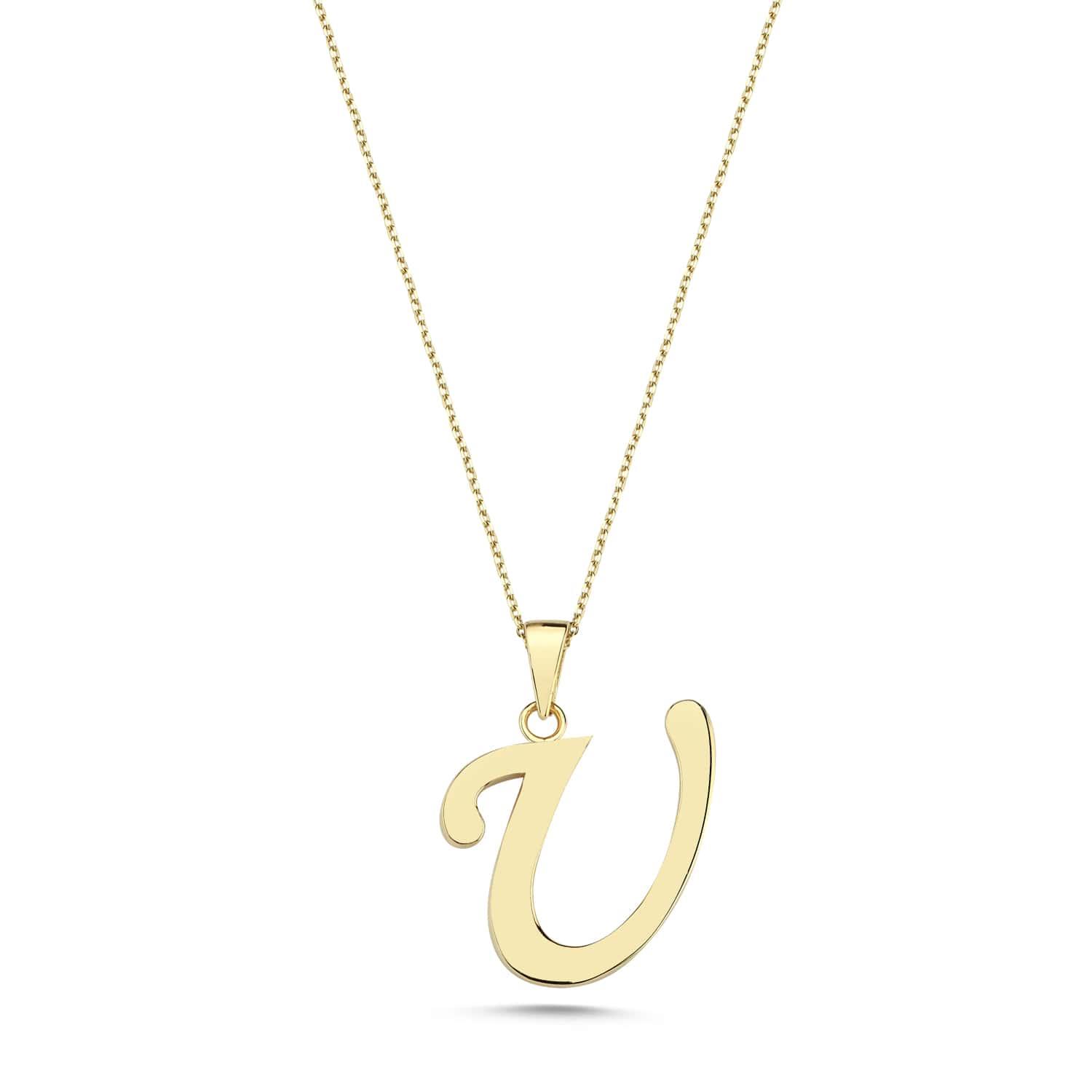 Altın U Harfi Kolye