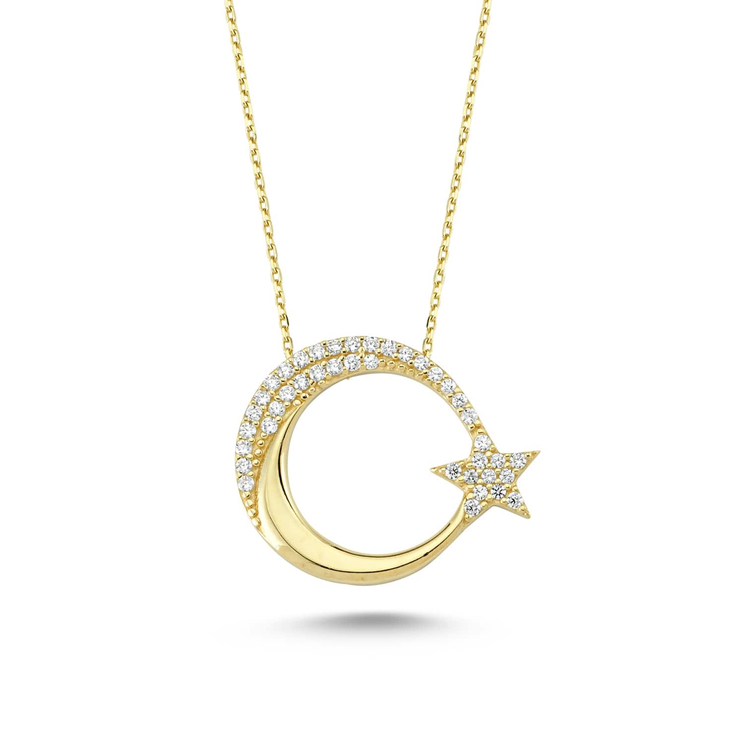 Gümüş Ay Yıldız Kolye