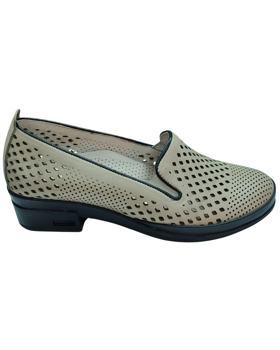 Malawi 82K. Kadın Krem (36-41) Deri Topuklu Comfort Ayakkabı 