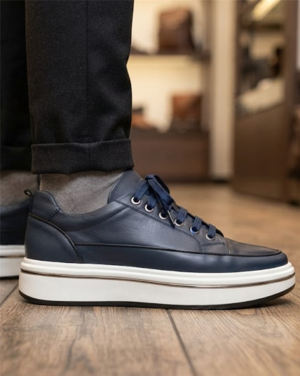 Voyager M1053 Erkek Lacivert Tafta (39-44) Deri Günlük Spor Ayakkabı 