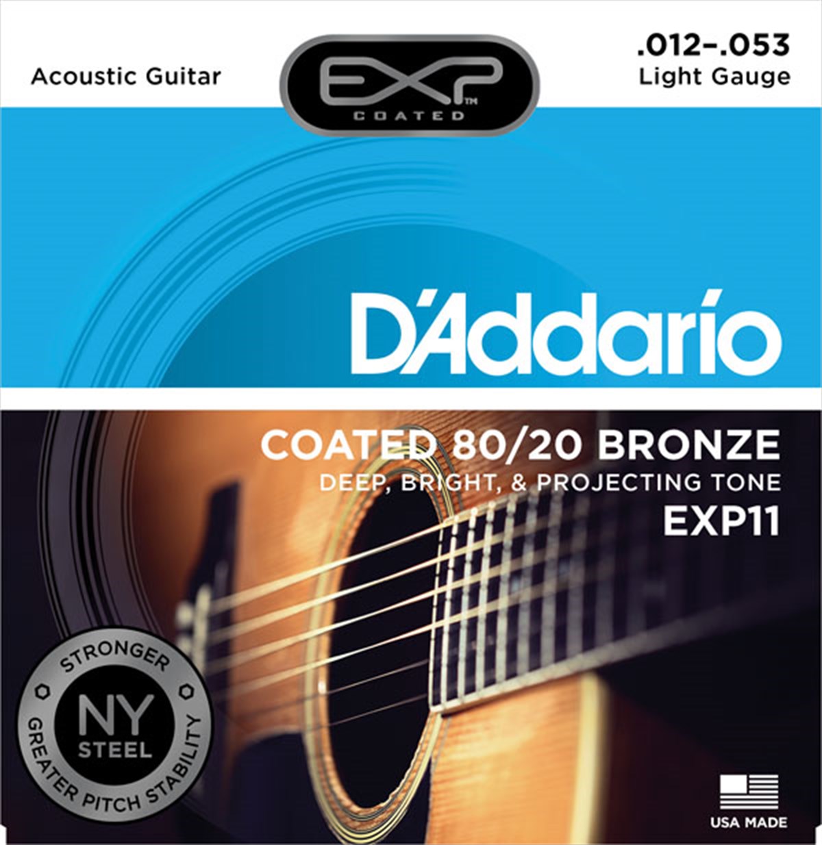 AKUSTİK GİTAR TEL SETİ, EXP COATED, 80/20 BRONZE,