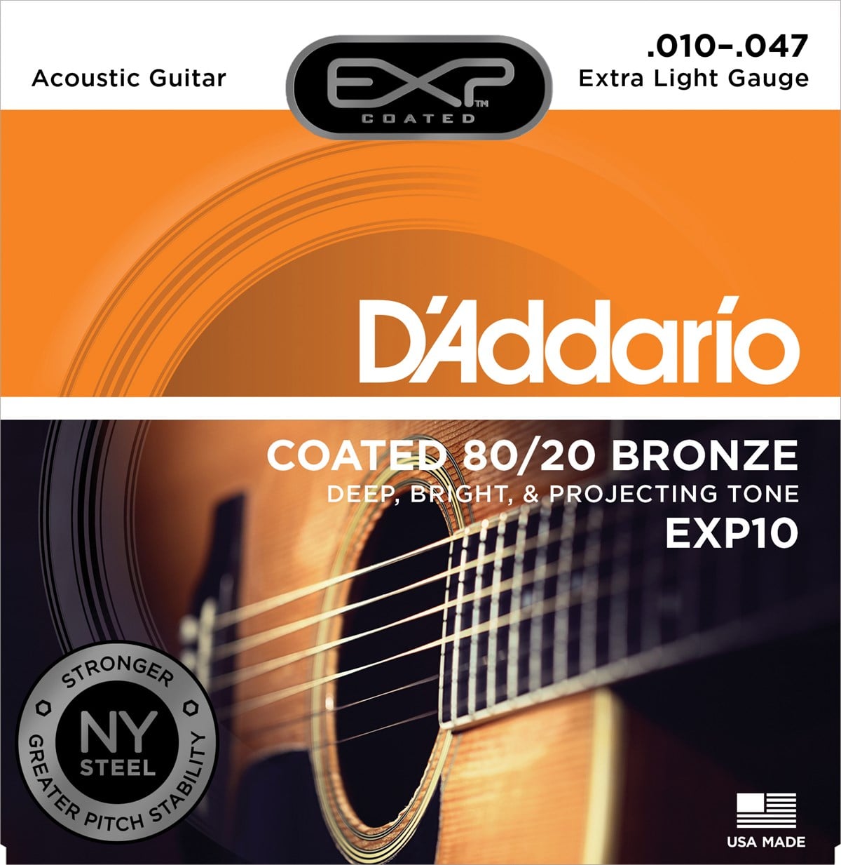 AKUSTİK GİTAR TEL SETİ, EXP COATED, 80/20 BRONZE,