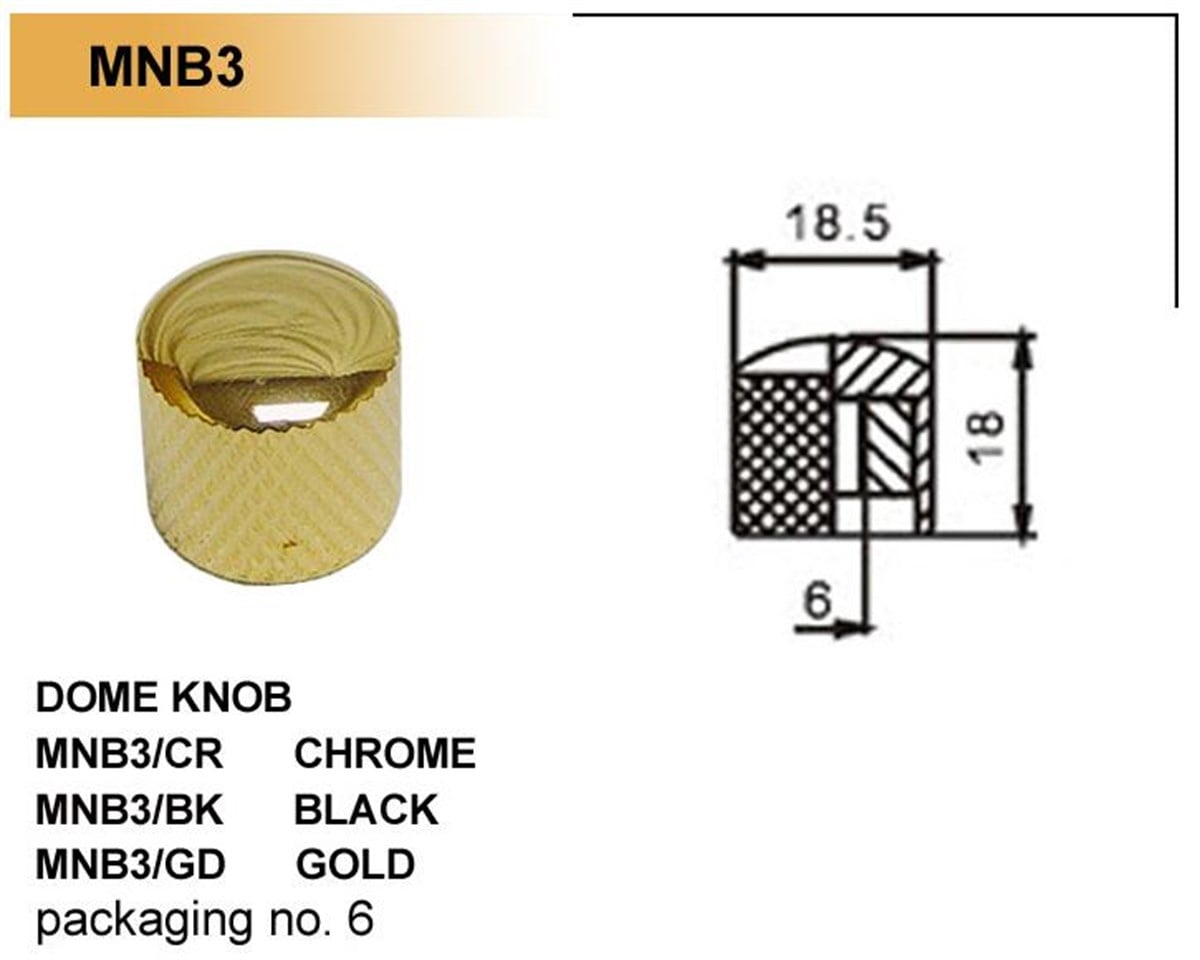 GİTAR POT. DÜĞME BAŞLIĞI (KUBBELİ) METAL, GOLD, (1