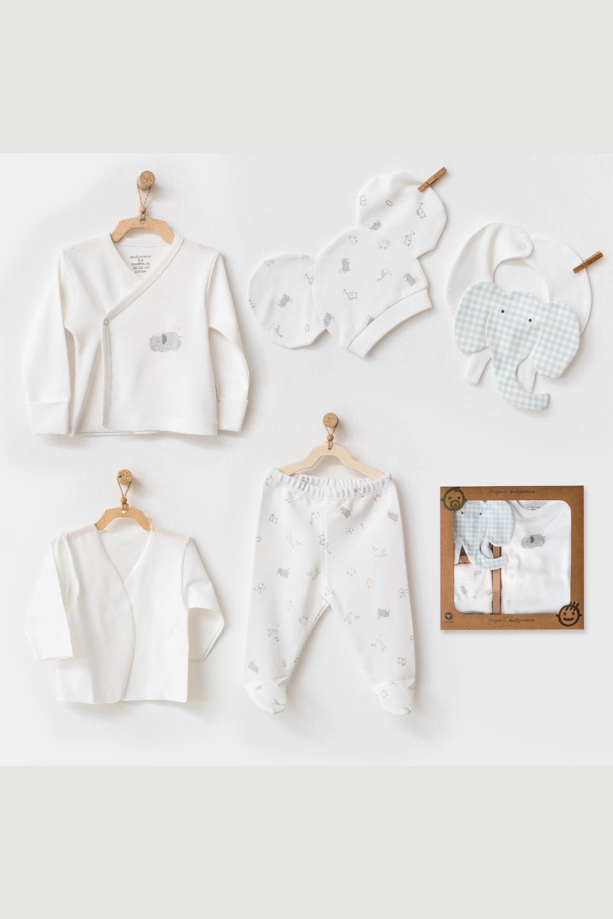 Andywawa Fil Baskılı 5'li Erkek Hastane Çıkışı - Ekru