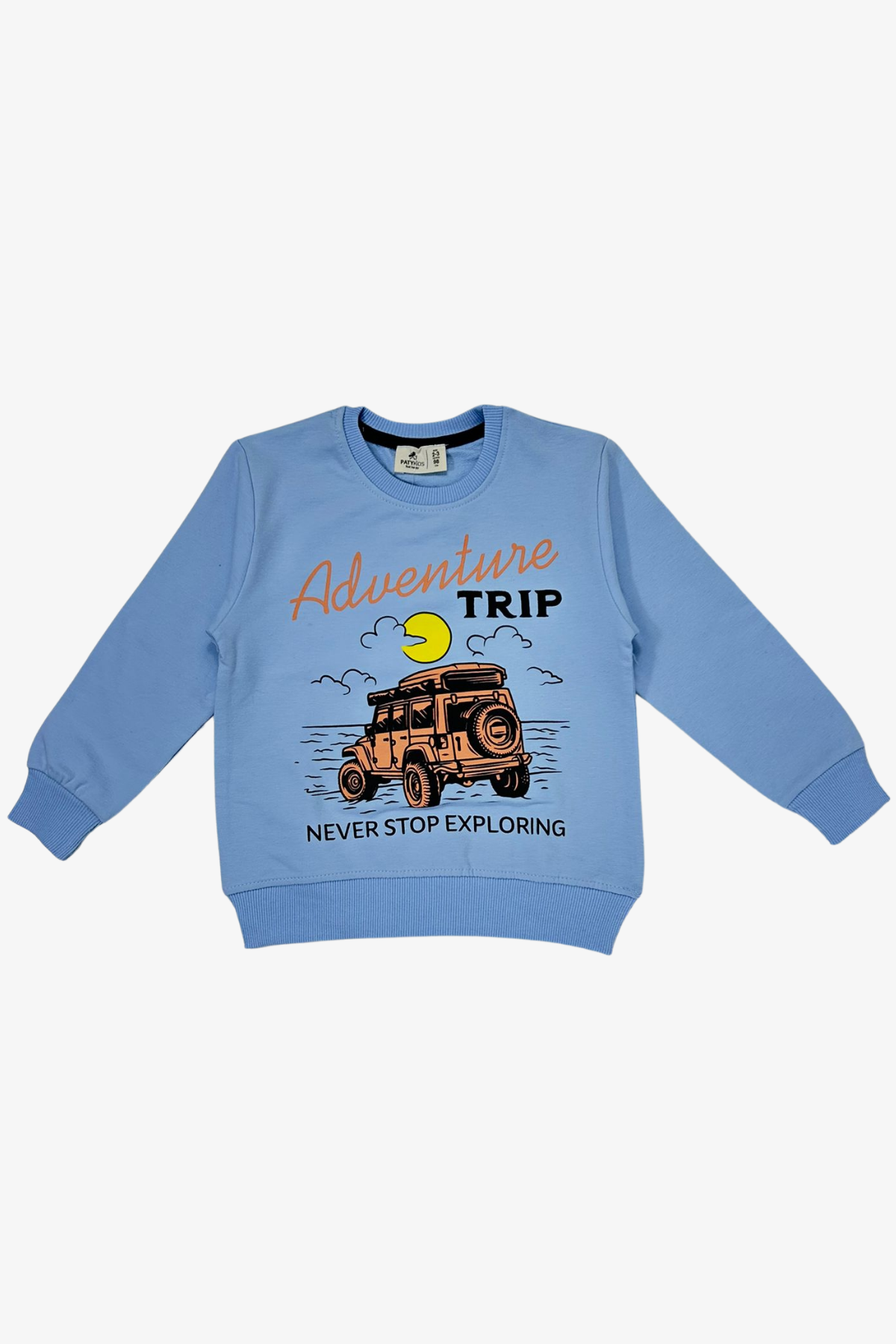 Araba Baskılı Erkek Çocuk Sweat - Mavi