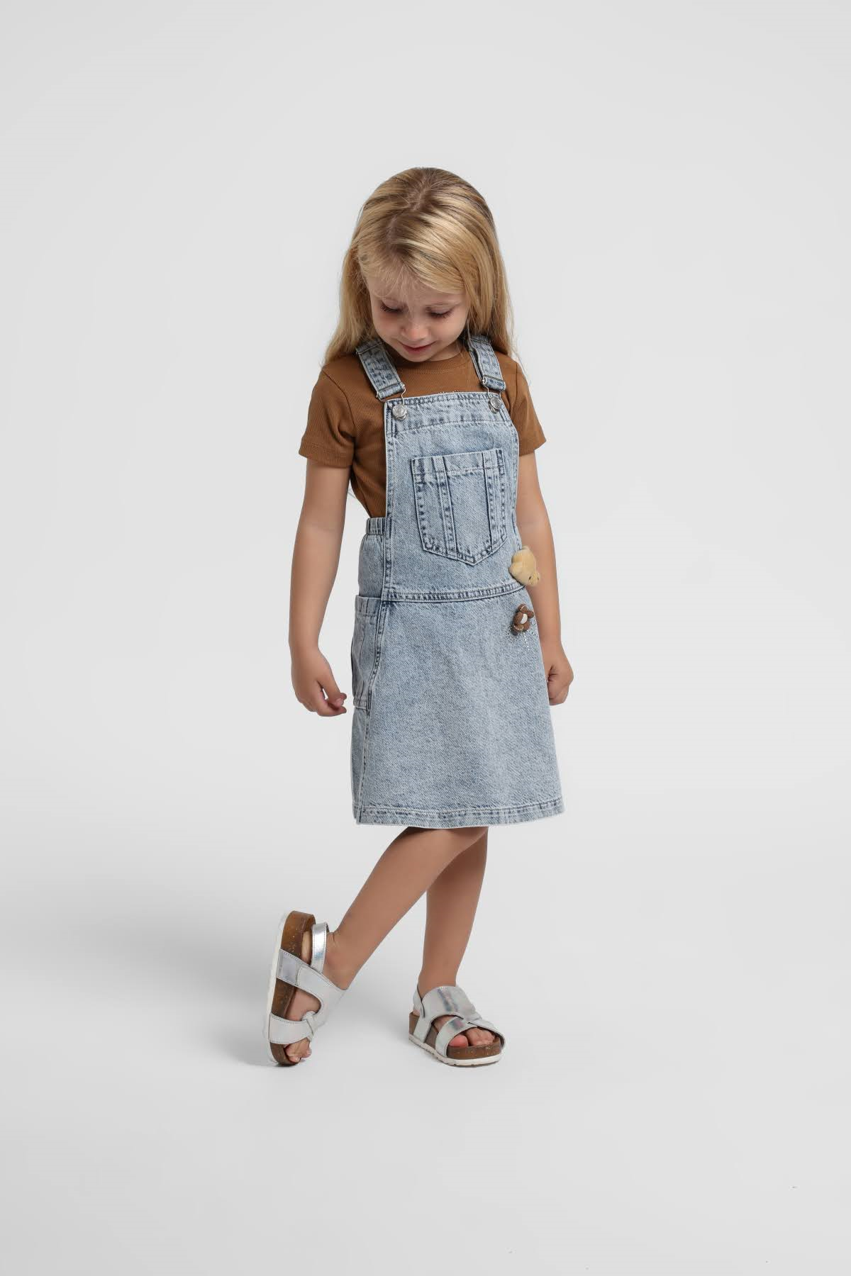 Ayıcıklı Kot Kız Jile - Mavi