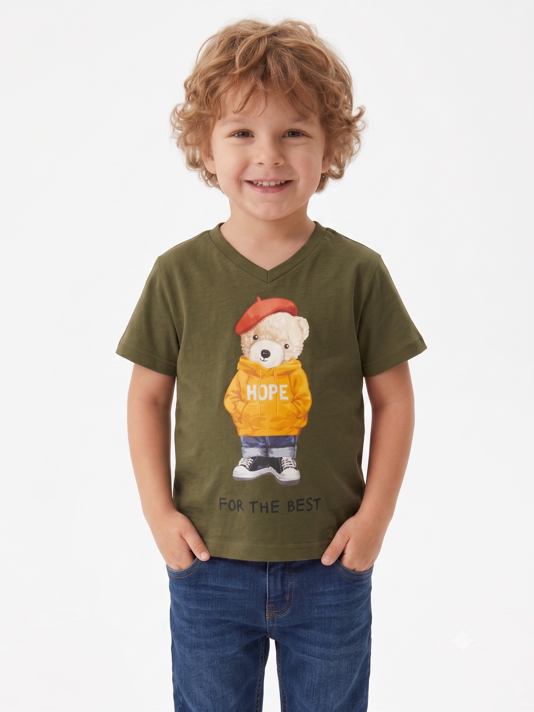 Bear Erkek Bebe Tişört - Yeşil Haki
