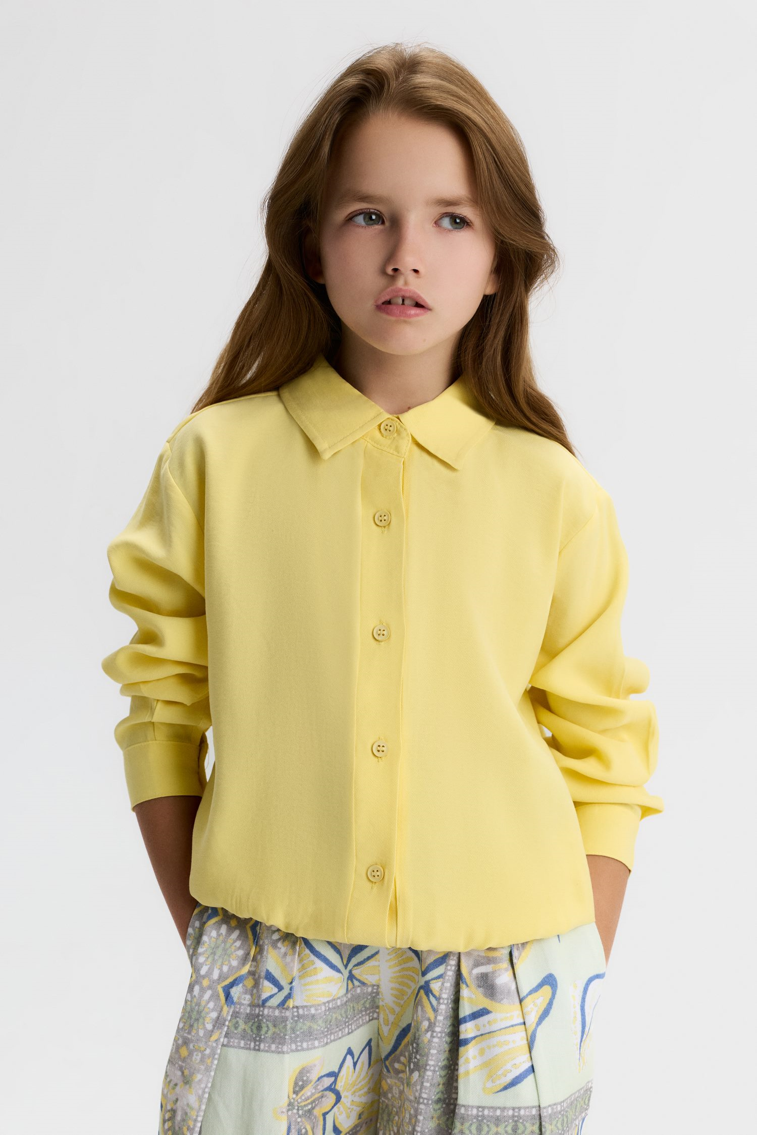 Çini Biyeli Kız Gömlek Ceket - Sarı