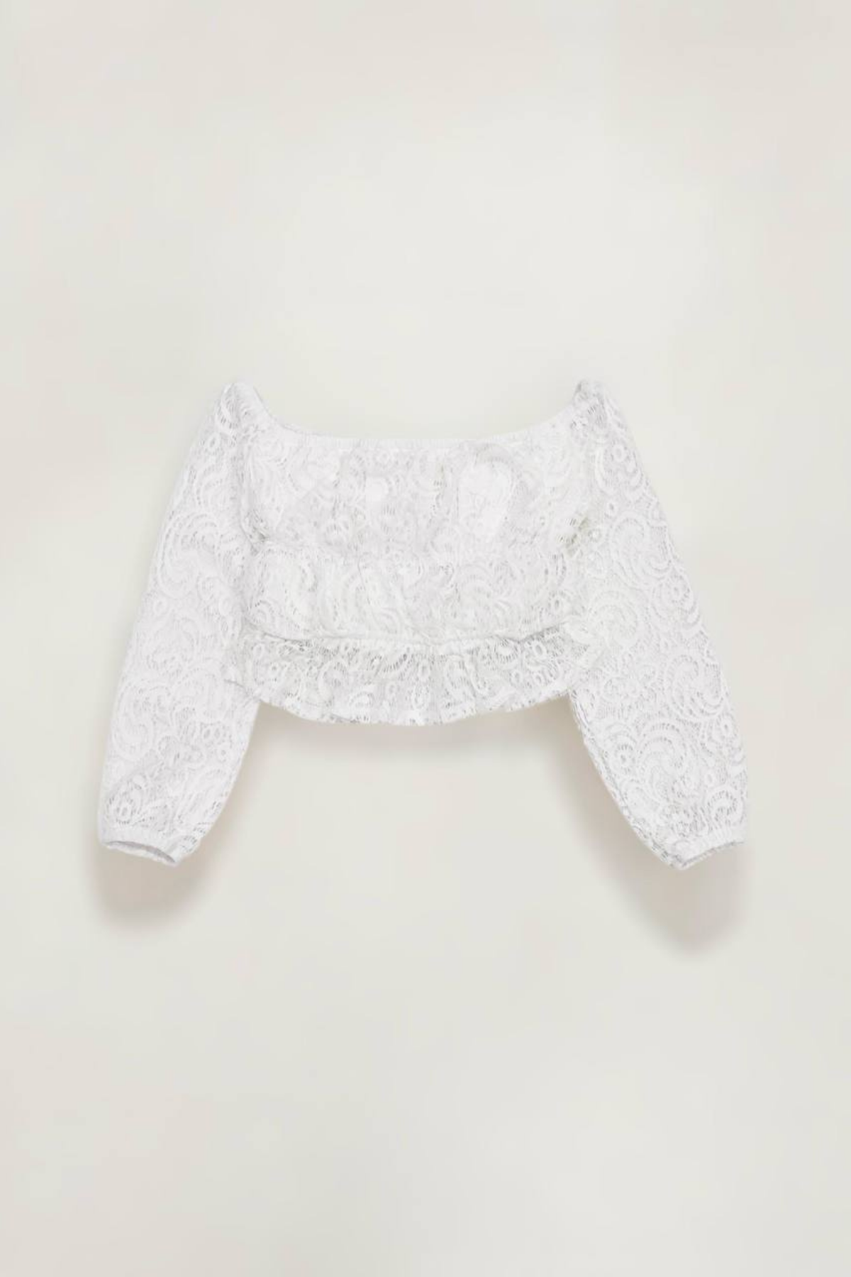Dantelli Kız Krop - Ekru