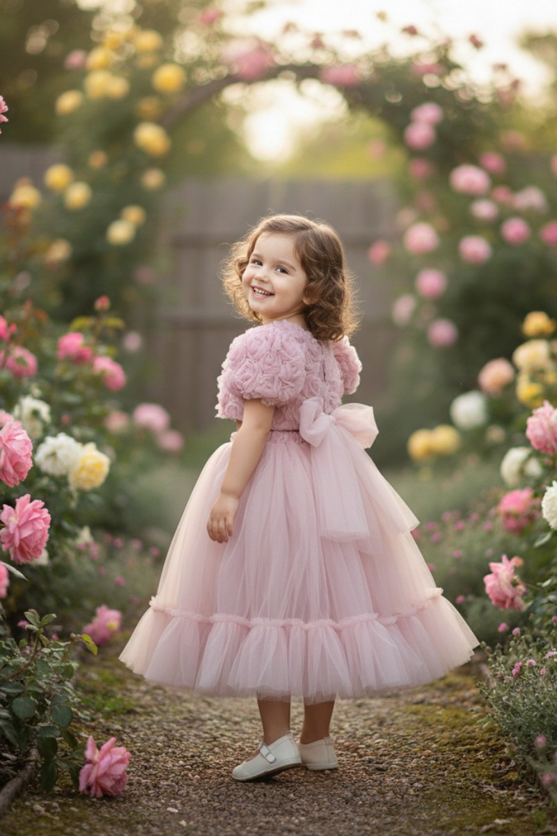 Güllü Tütülü 2'li Kız Takım - Pudra