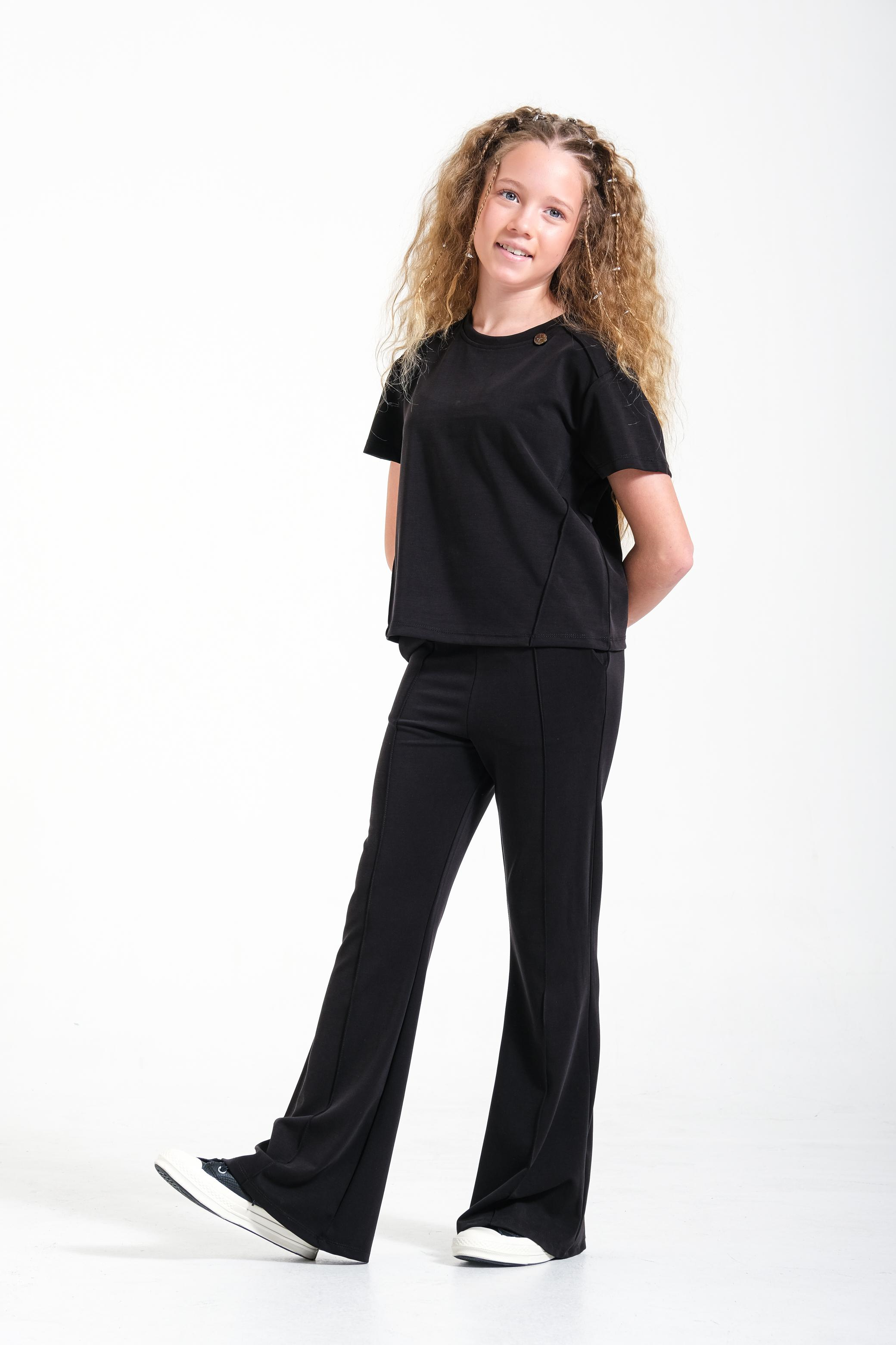 İspanyol Paça Kız Pantolon - Siyah