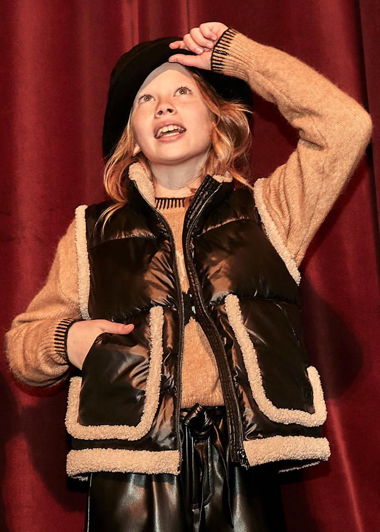 MAYORAL Kürk Detaylı Kız Yelek - Siyah