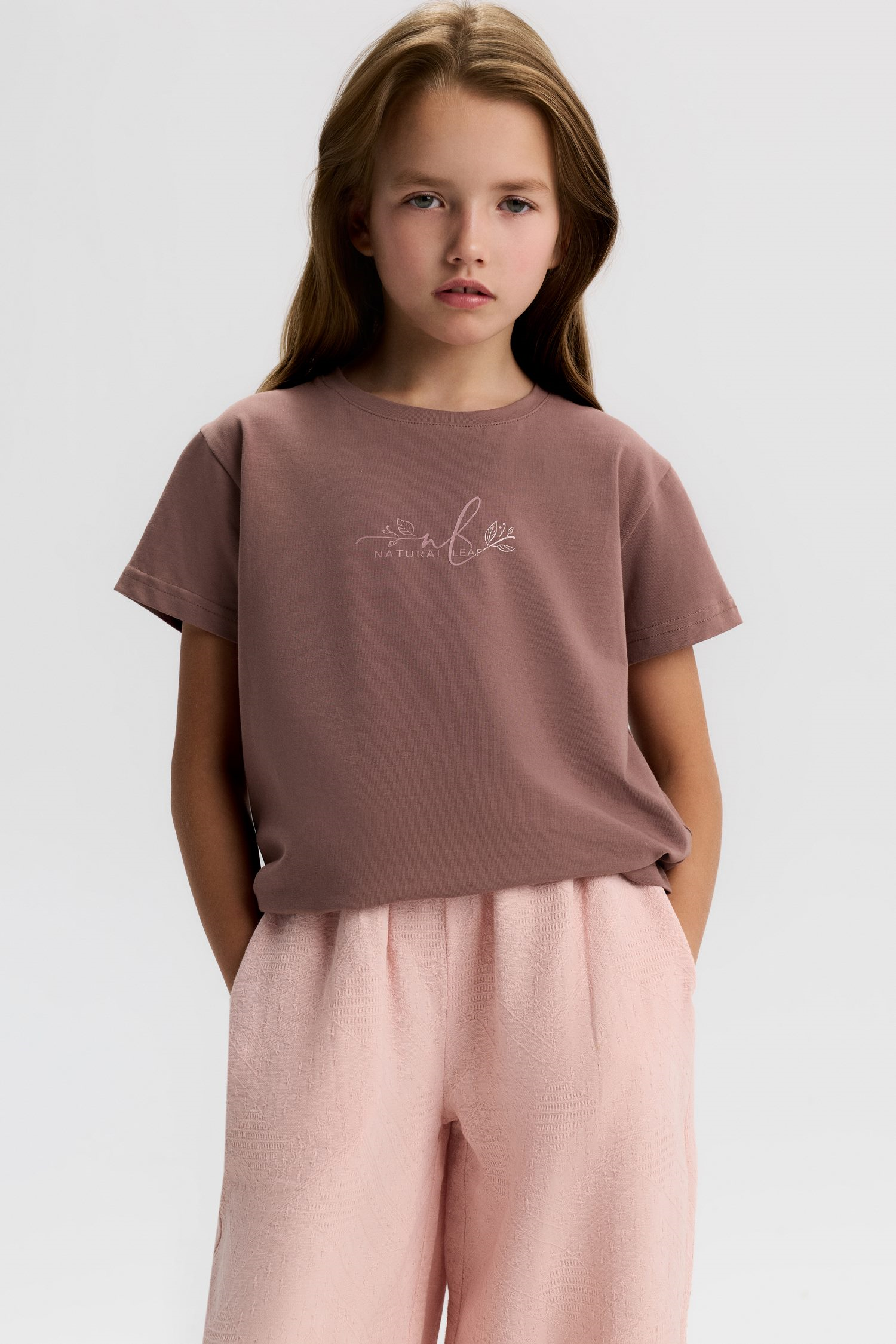 Natural Kız Tişört - Kahverengi