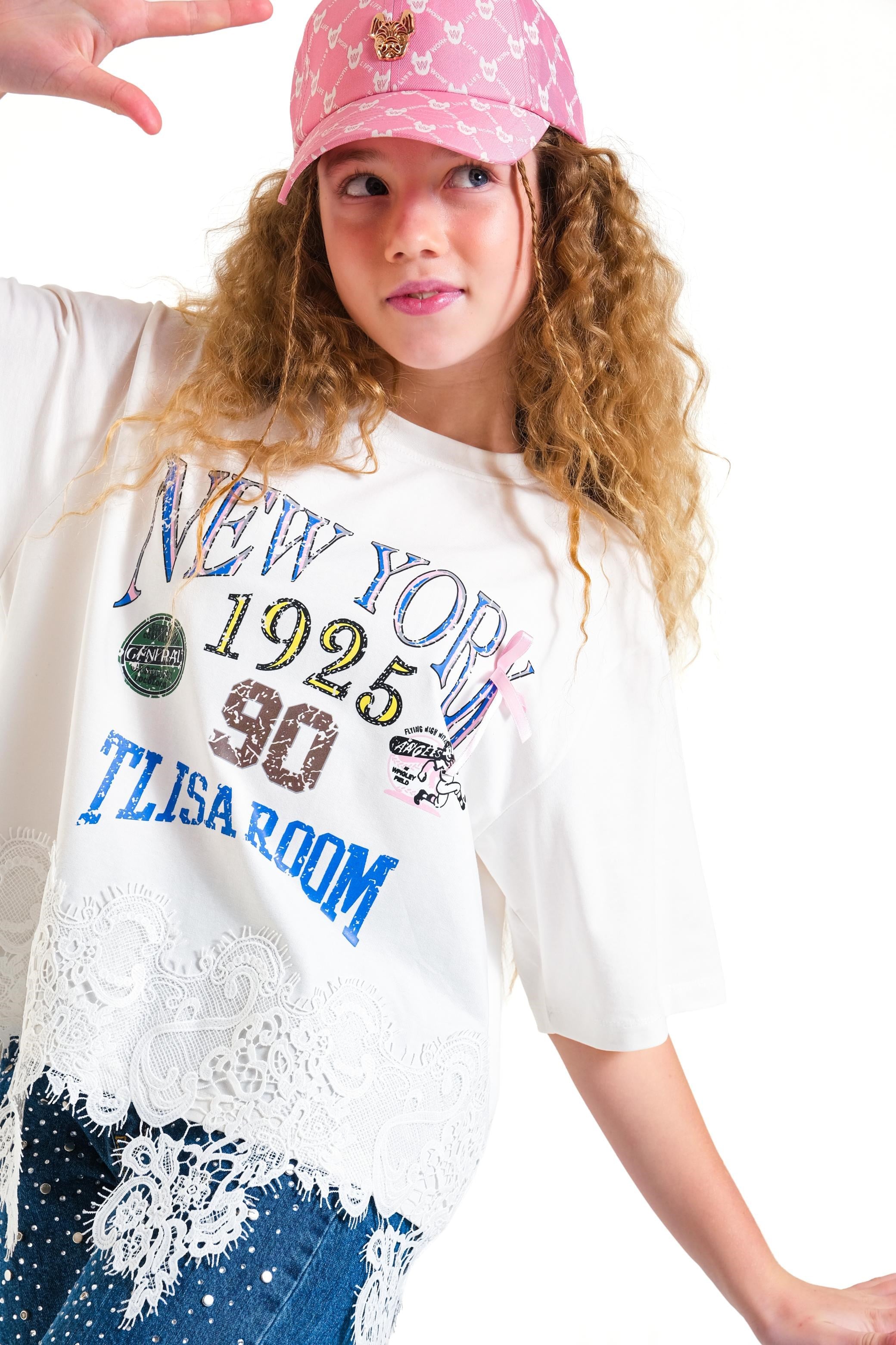 Newyork Kız Tişört - Ekru