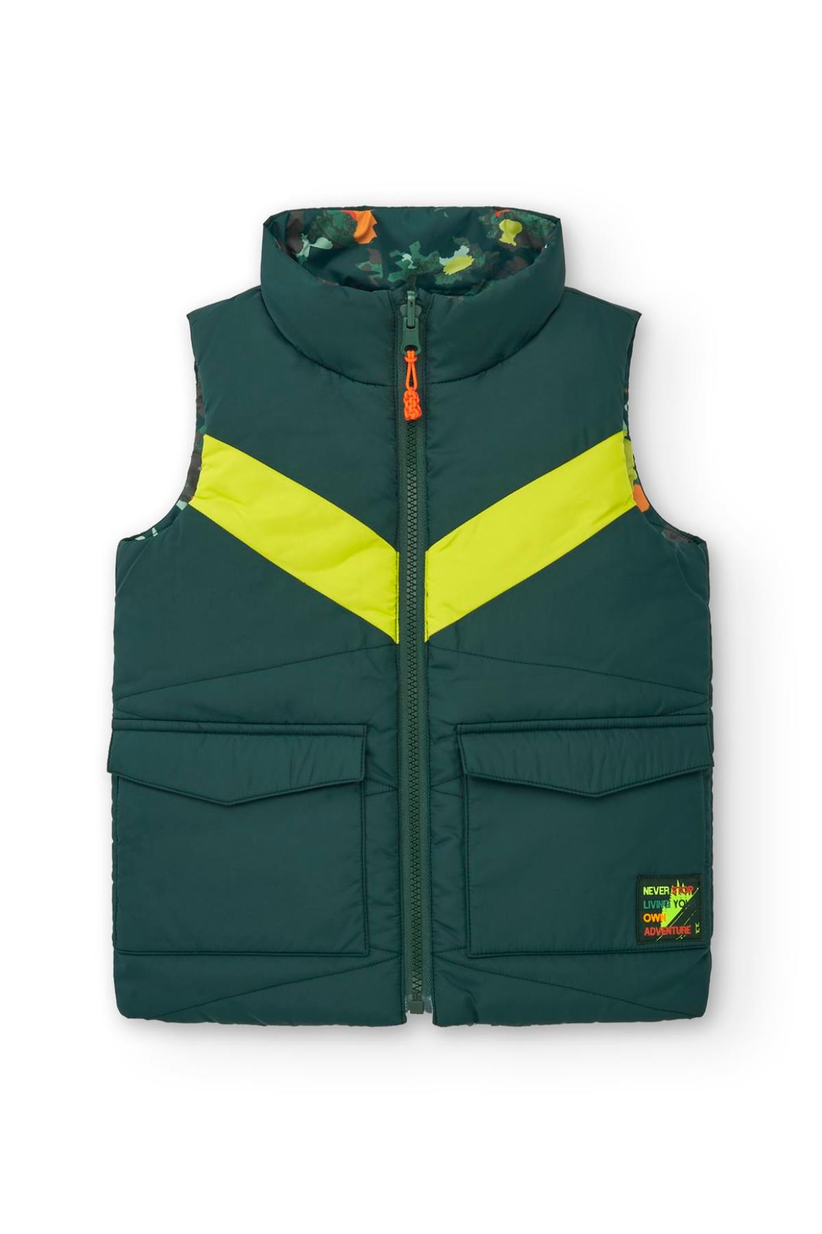Tuc Tuc Fermuarlı Çift Taraflı Erkek Yelek - Yeşil