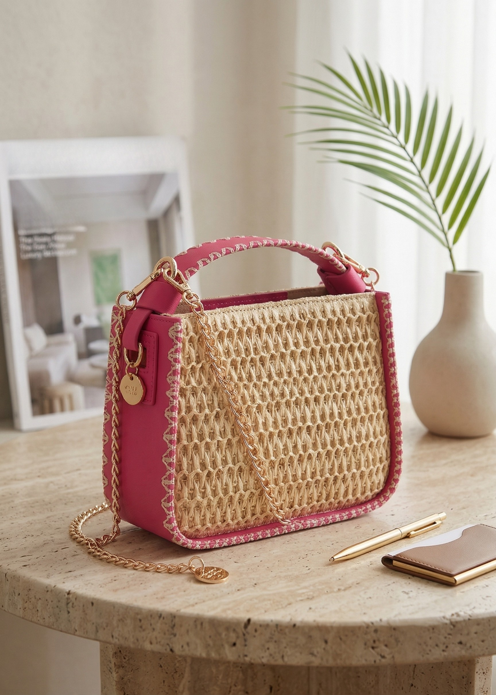 ABEL&LULA Hasır Kutu Kız Çanta - Pembe