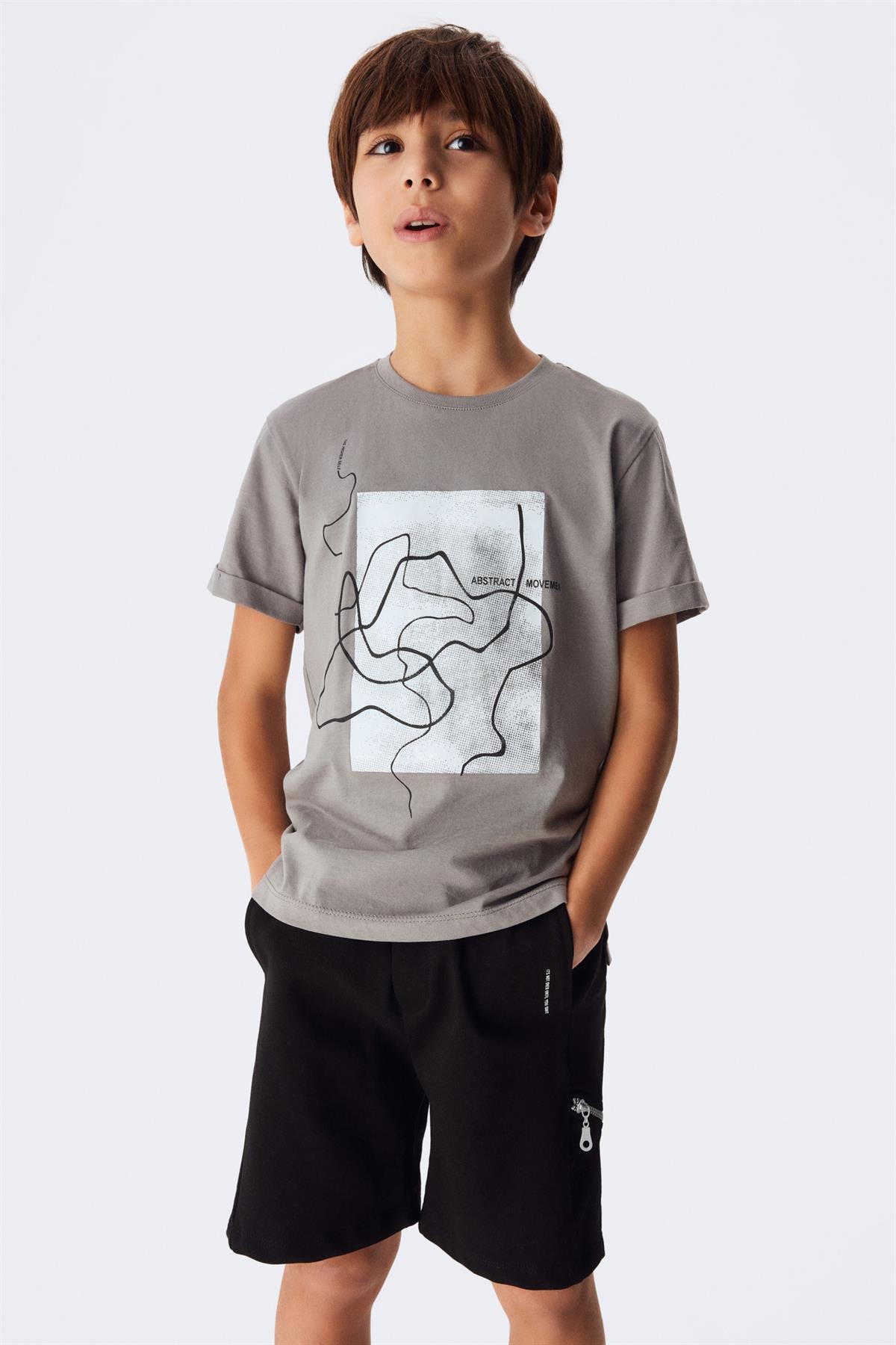 ABSTRACT MOVEMEN YAZILI T-SHIRT