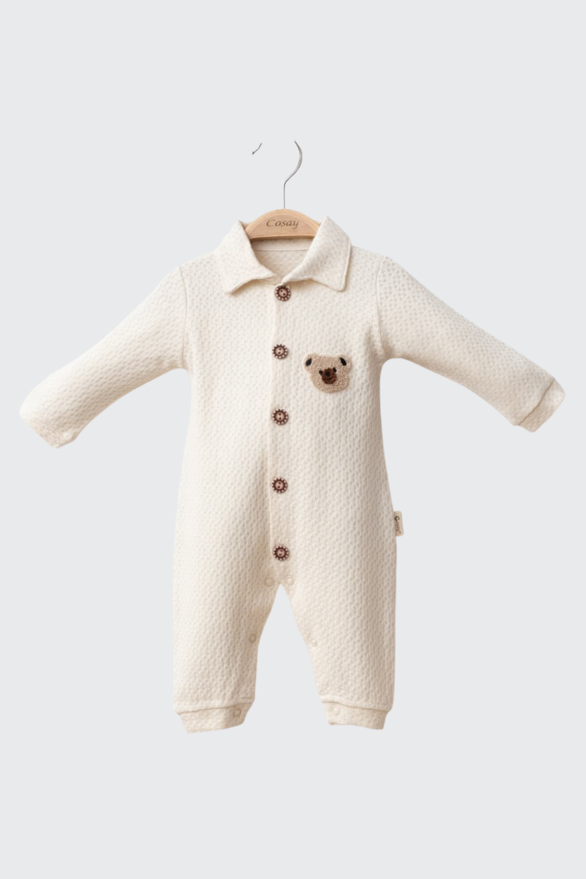 Aylı Örme Erkek Tulum - Bej