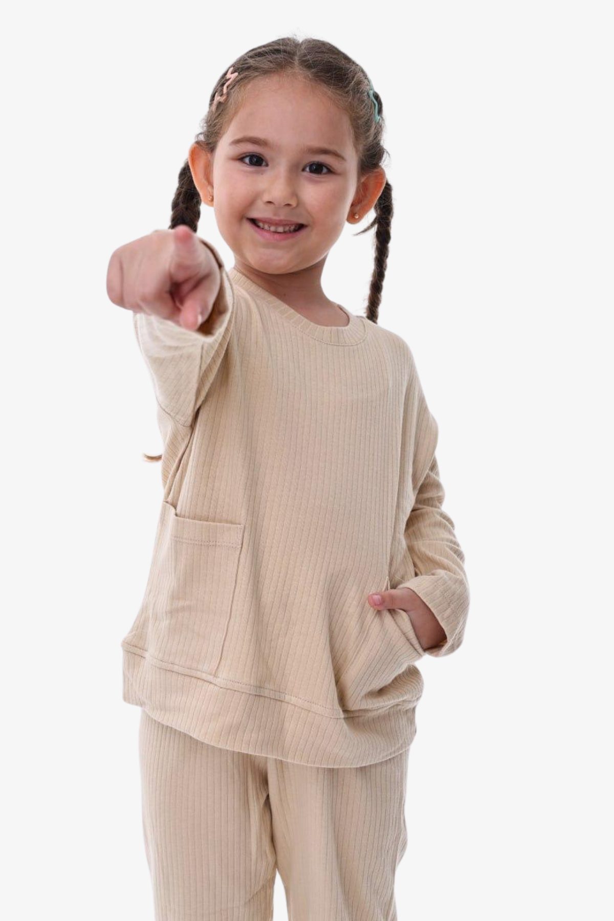 Basic Kız Çocuk Pijama Takımı - Bej