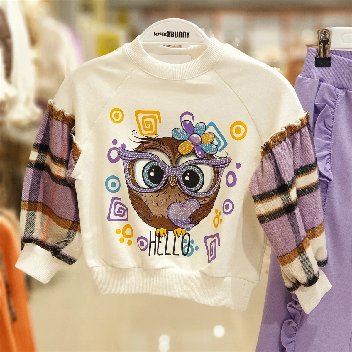 BAYKUŞ DESENLİ KIZ SWEAT