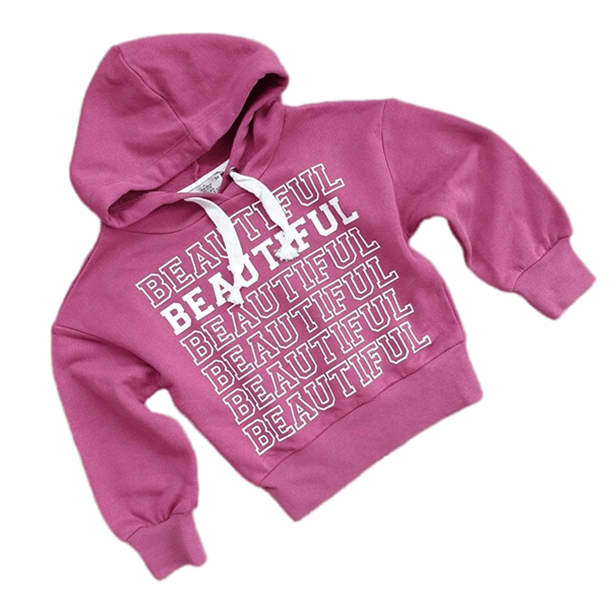 BEAUTIFUL YAZILI KAPŞONLU KIZ SWEAT