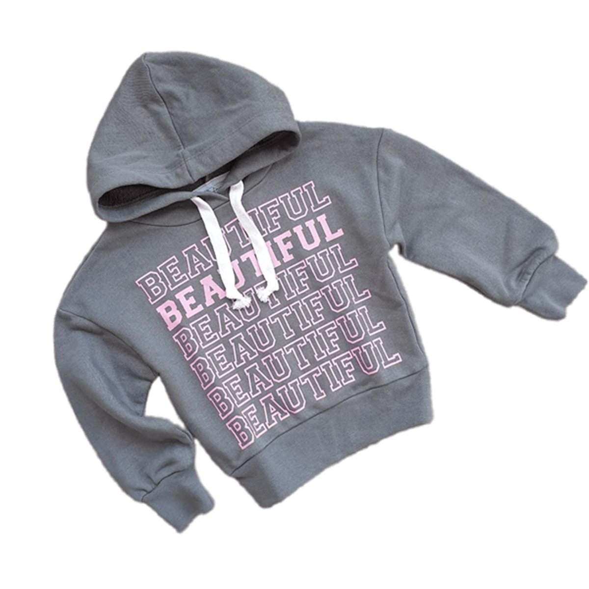 BEAUTIFUL YAZILI KAPŞONLU KIZ SWEAT