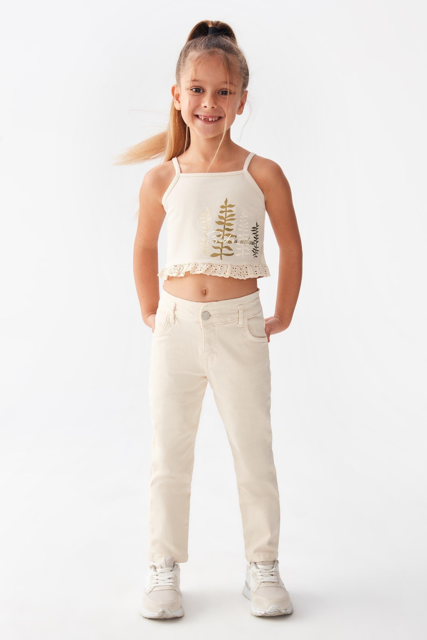 BELİ BÜZGÜLÜ KIZ PANTOLON