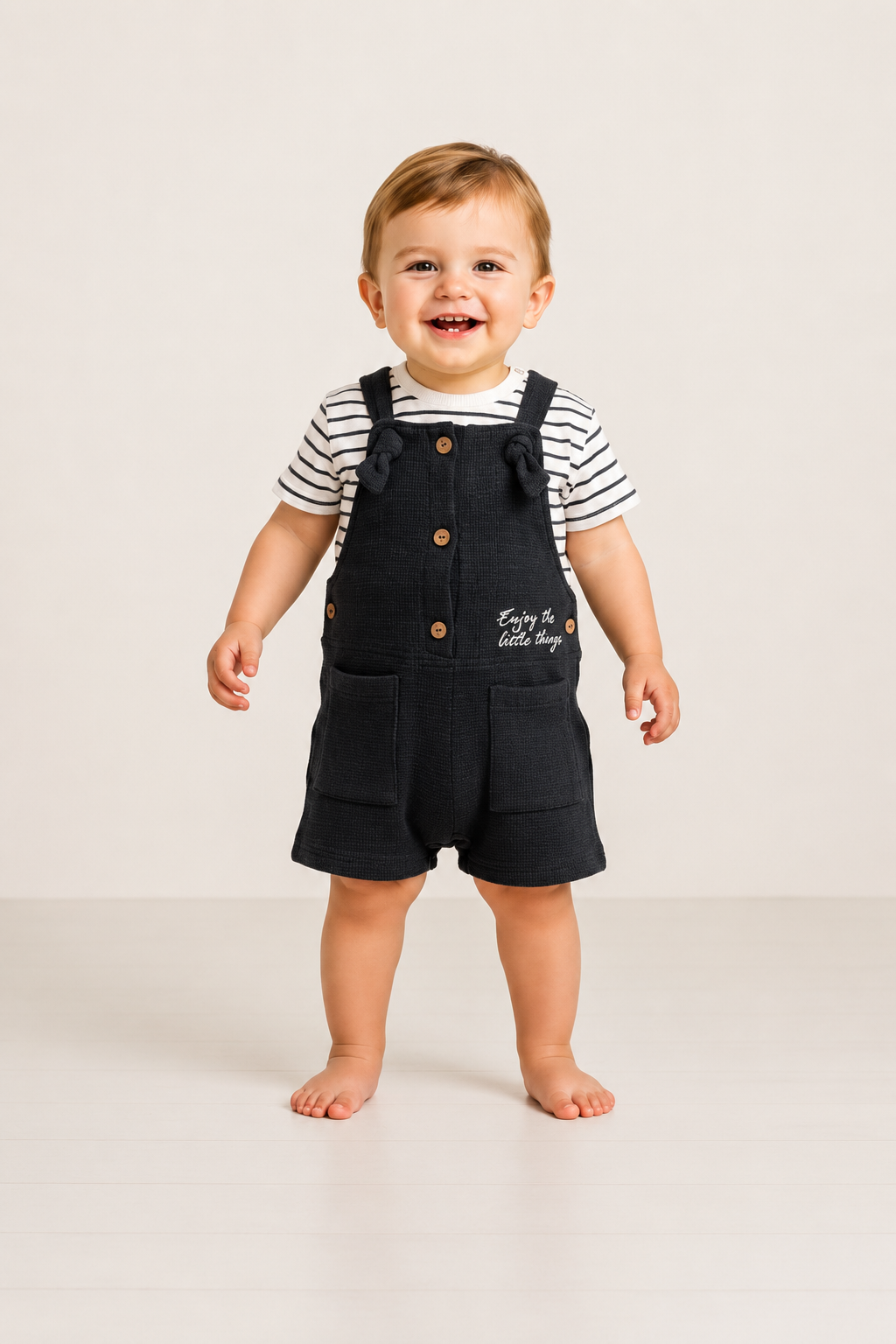 Çizgili Cepli Erkek  Salopet Takım - Antrasit