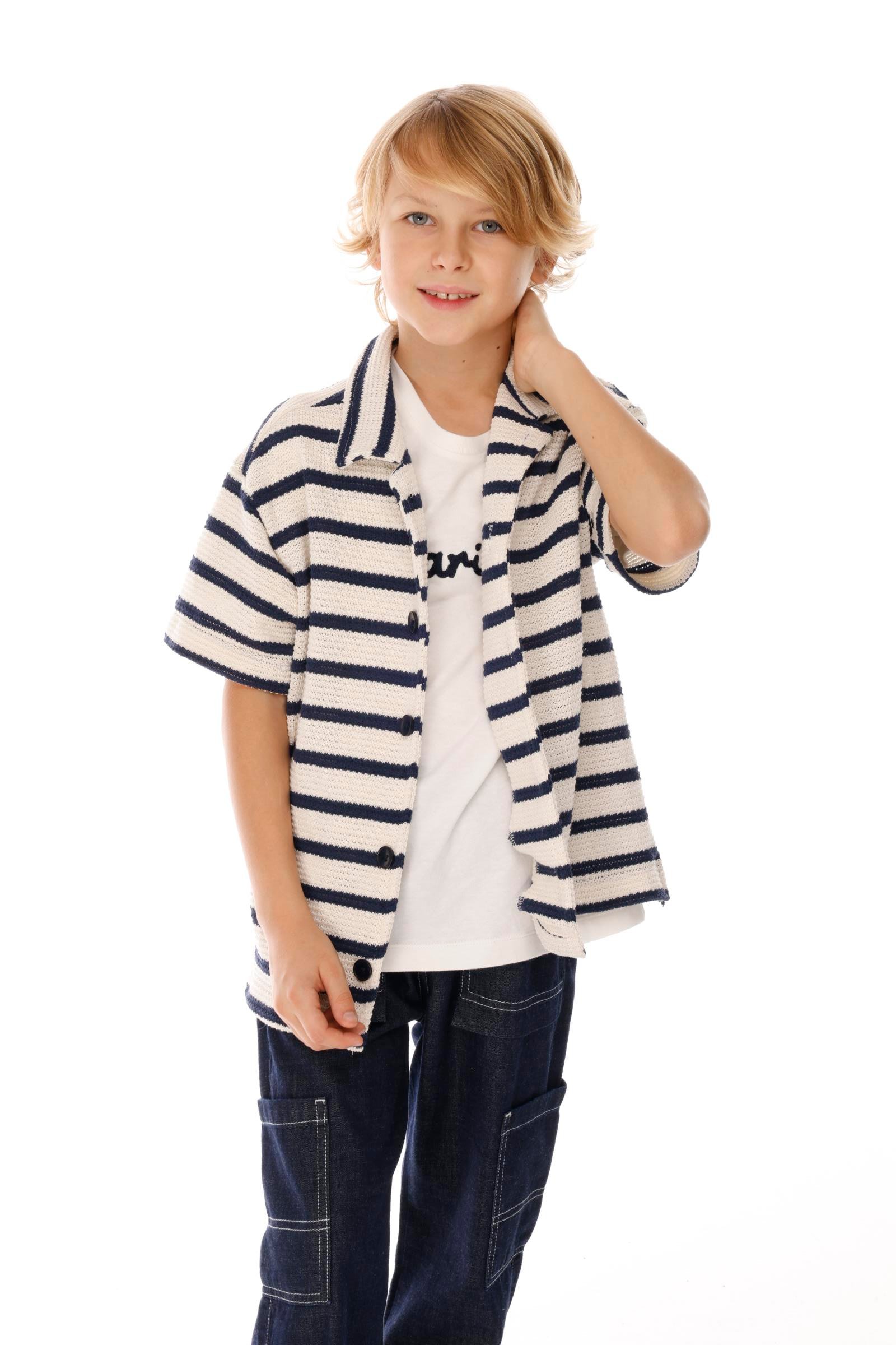 Çizgili Triko Erkek Gömlek - Lacivert