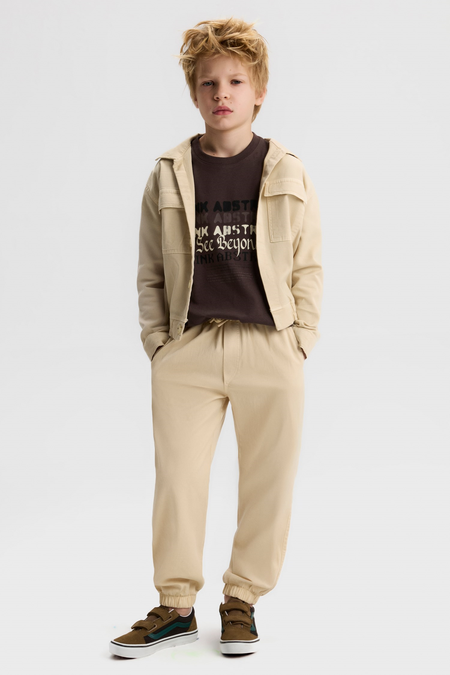 Cool Erkek Beli Lastikli Pantolon - Krem