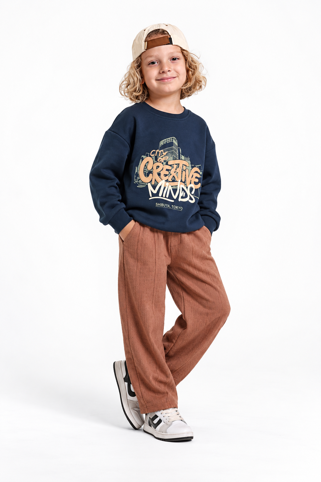 Cretive Baskılı Erkek Sweat - Lacivert