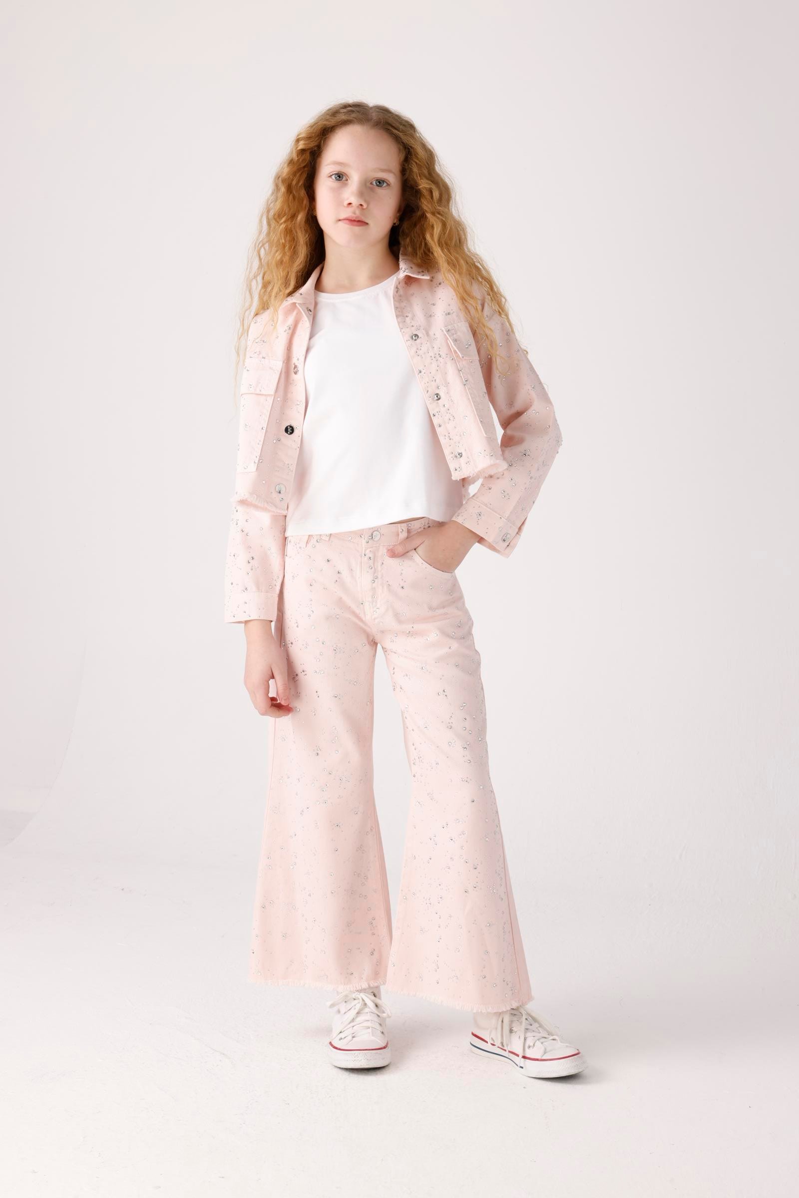 Diamond Kız Pantolon - Pudra